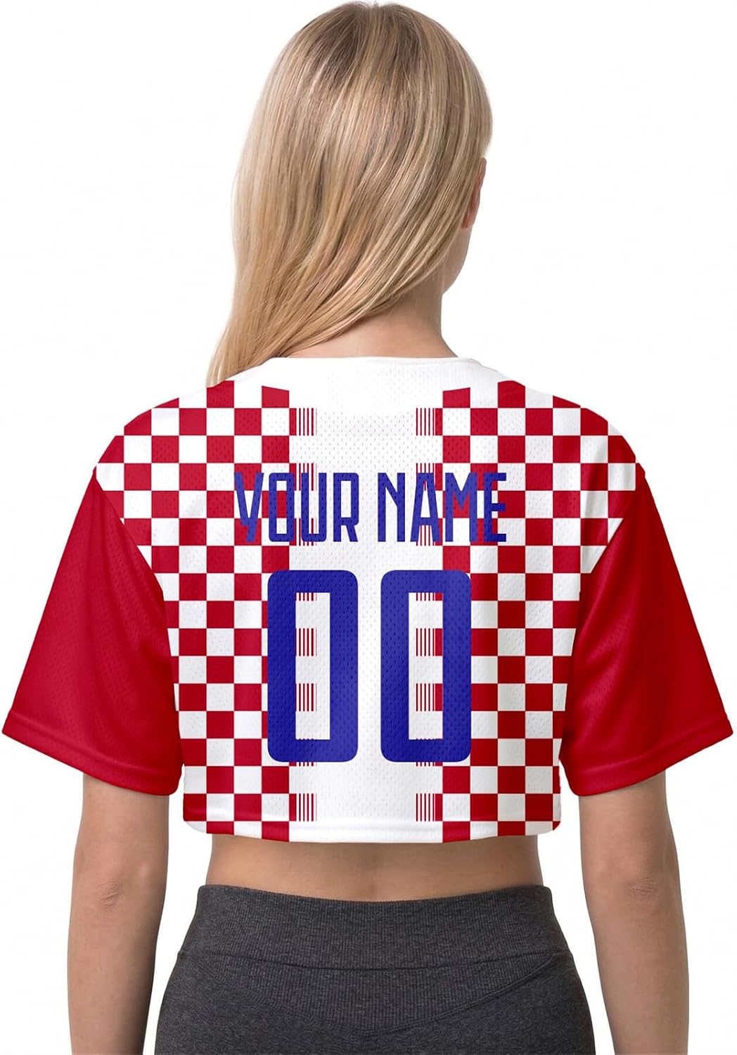 Football Jersey Personalised Womens Crop Top Short Sleeve Soccer Fan Gift Summer Baseball Rugby Basketball Shirt