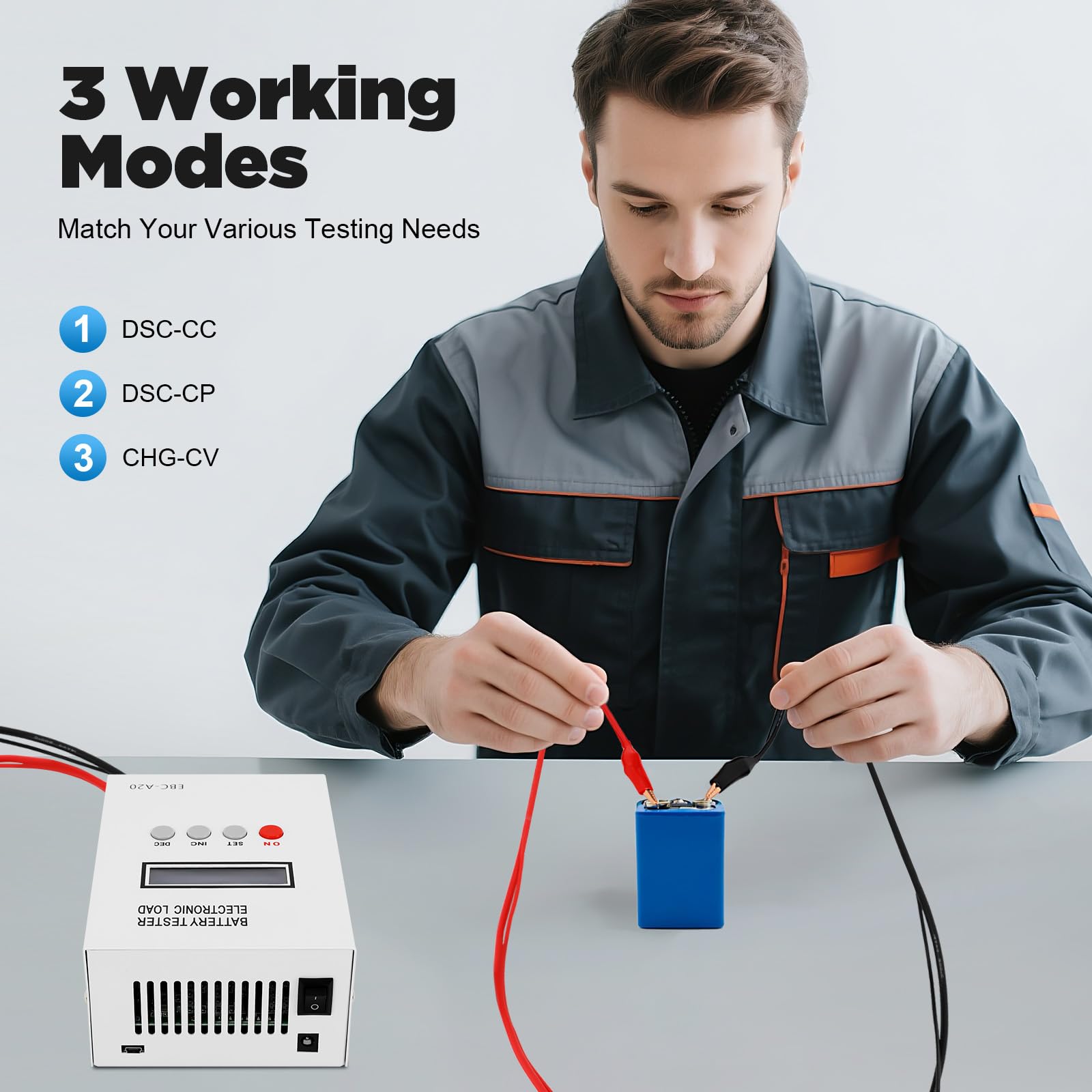 Tester per batteria da 85 W, tester di capacità, tester di capacità della batteria | Tester elettronico per batteria con display LCD, ricarica 5 A, scarica 20 A, 12 x 15,5 x 8,5 cm