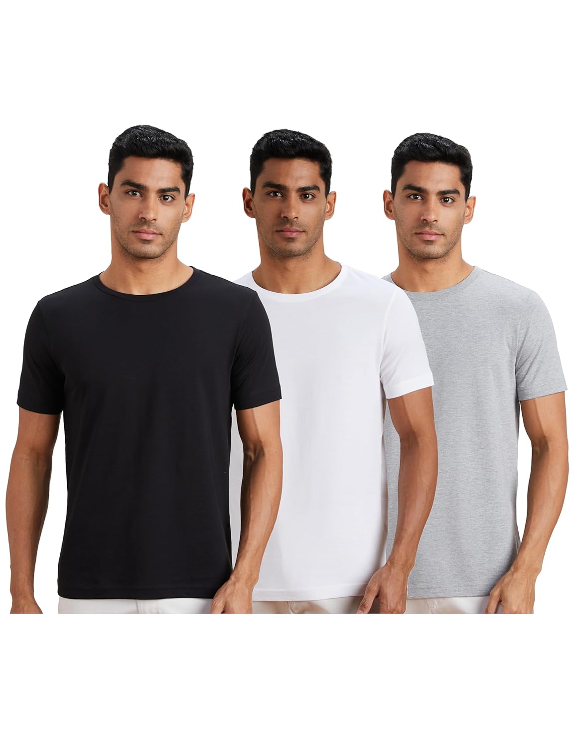 Amazon Brand – Symbol Men’s Solid Cotton T Shirt | Round Neck | Half Sleeve | Plain-Regular Fit (Available in Plus Size and Combo Packs)