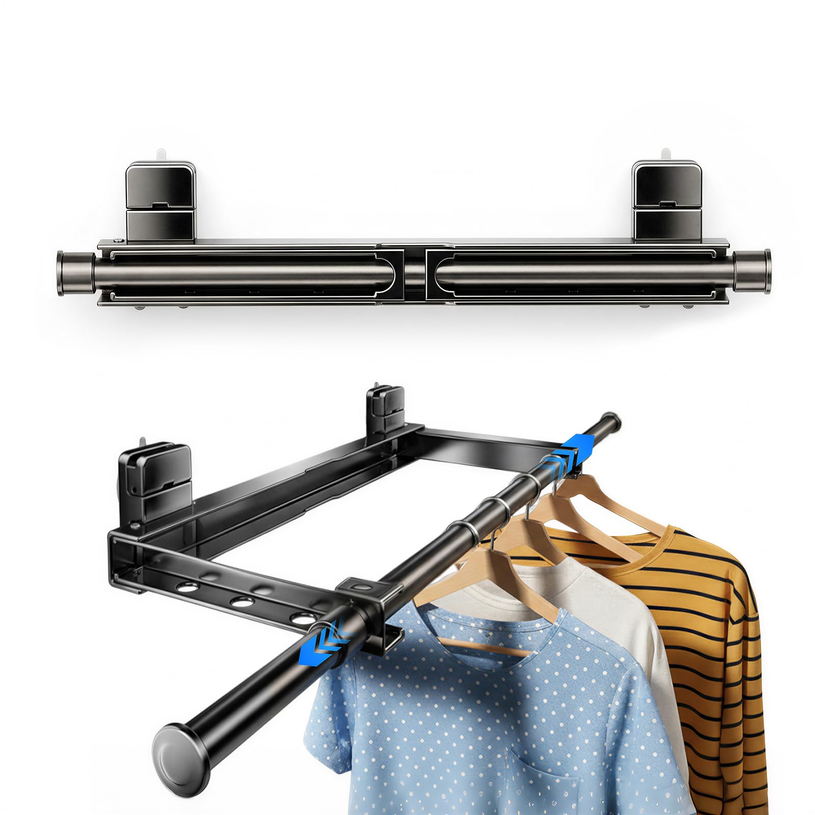 Étendoir à linge mural pliable en acier au carbone robuste et durable anti-rouille