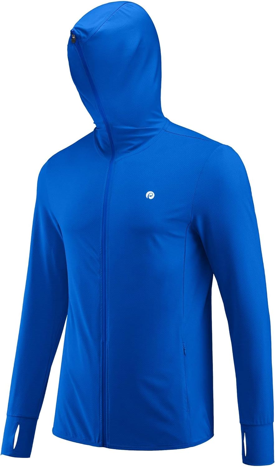 PINSPARK Men's UPF50+ Full Zip Outdoor Hoodies Lightweight Sun Protection Long Sleeve Jacket for Fishing Hiking with Pockets