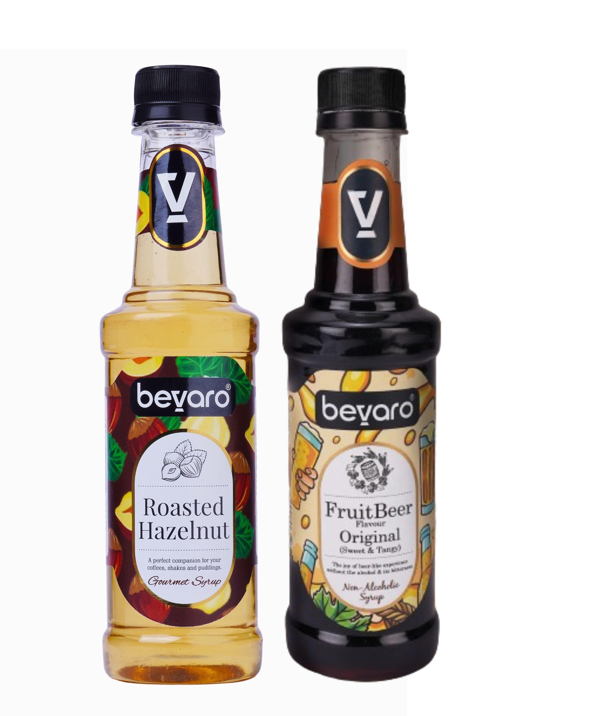 Bevaro Roasted Hazelnut and Fruit Beer Original (Sweet & Tangy) Combo | 300ml each | Gourmet Syrups for Cocktail, Mocktails, Coffee & Desserts-image-36