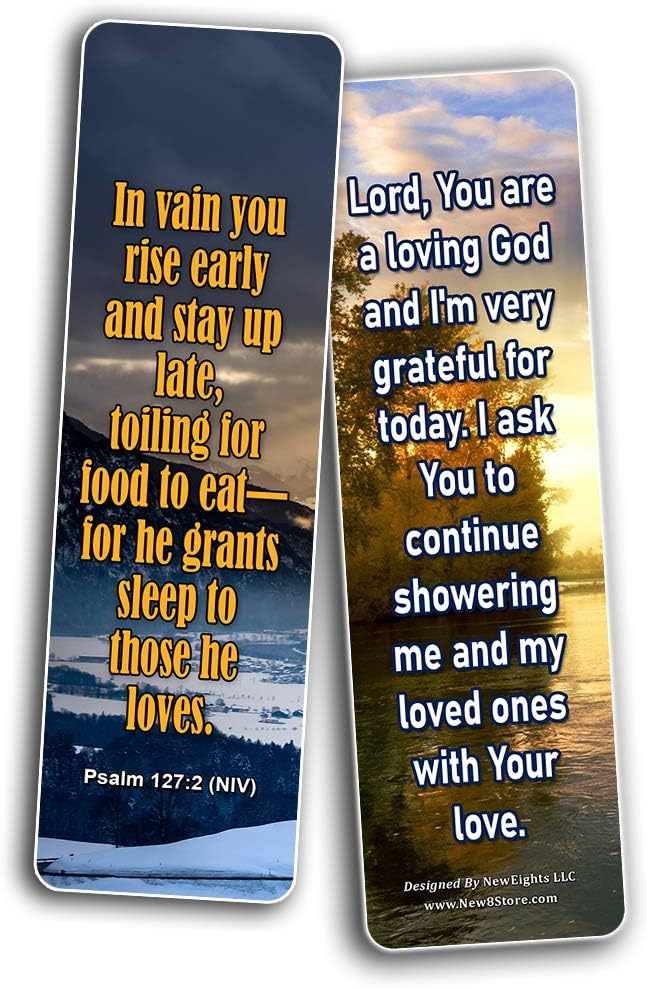 Popular Prayers and Bible Scriptures on Night time/Bedtime Bookmarks (60 Pack)