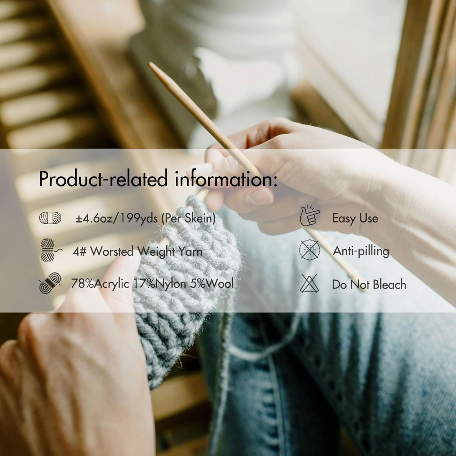 NICEEC 3 Skein Rainbow Wool Blend Yarn, Soft, Fluffy, Gradient, Self-Striping, Easy-Use Colorful Yarn for Crochet & Knitting, Total 4.6oz×3 / 199yds×3 - Blue Sky