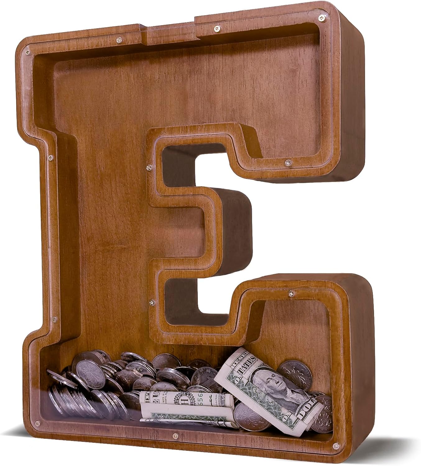 Wooden Letter Piggy Bank for Kids Larger Letter Piggy Bank for Boys and Girls Personalized Piggy Bank Initial Coin Bank Wood Kids Money Bank for Birthday and Festival