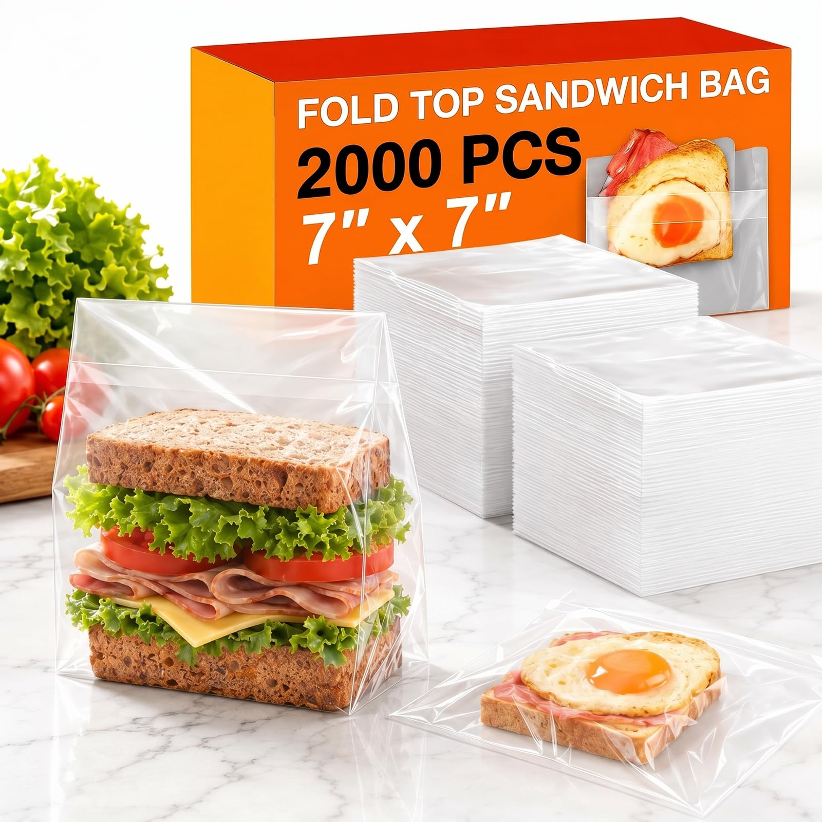 Amazon.com: Marspark 2000 Pcs Fold Top Sandwich Bags 7” x 7” Food
