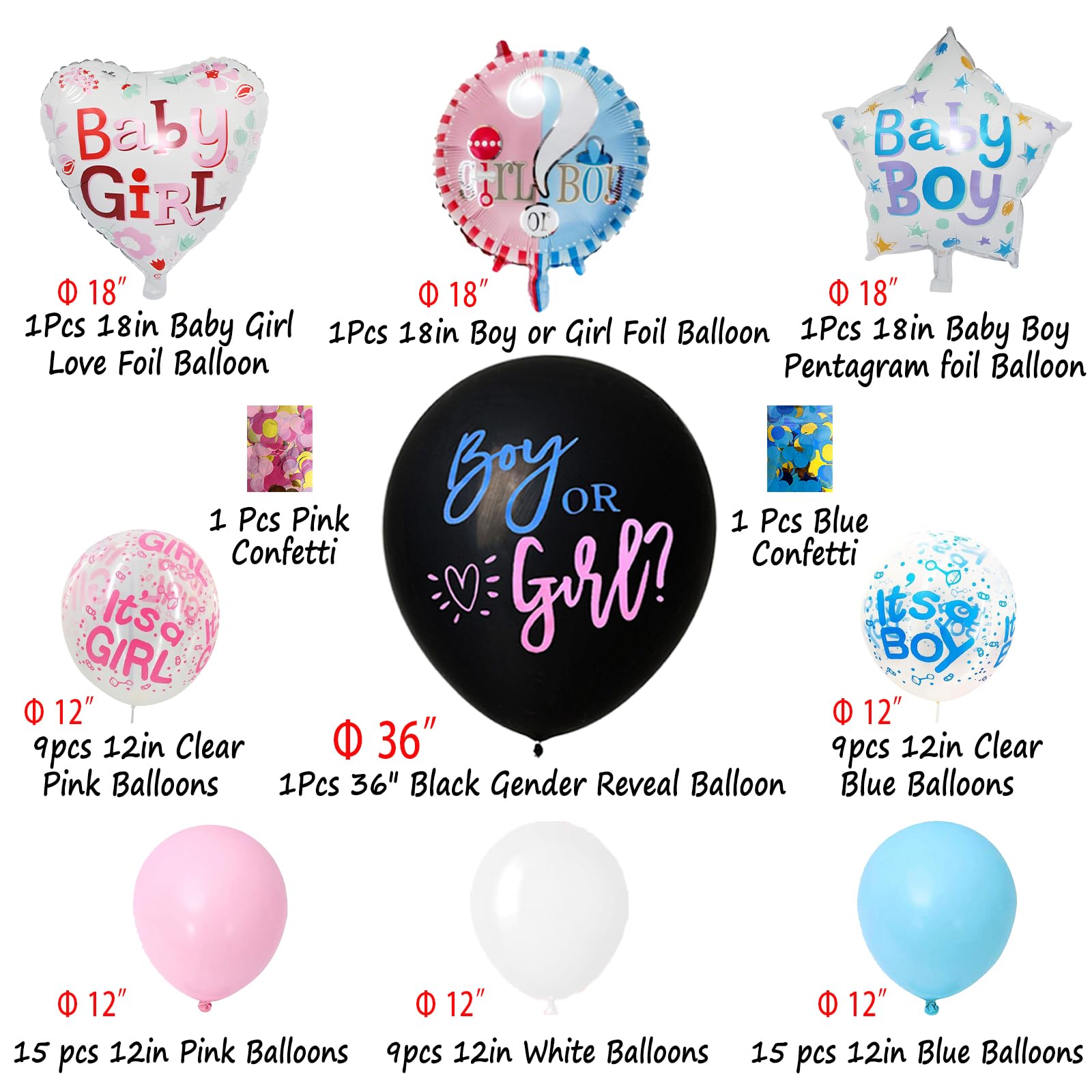 Baby Gender Reveal Party Decorations Kit - 41 Pcs, Balloons, Foil Curtains, Cupcake Toppers - View #8