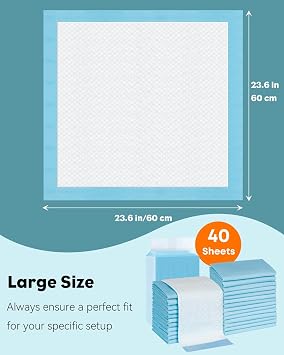 Pawfly 40 Sheets Disposable Bird Cage Liners, 23.6 x 23.6, Super Absorbent Leak-Proof Bird Cage Paper Liners Cuttable Birdcage Liners Parakeet Cage Liners Cushion Pad Mat Accessories for Pet Animals