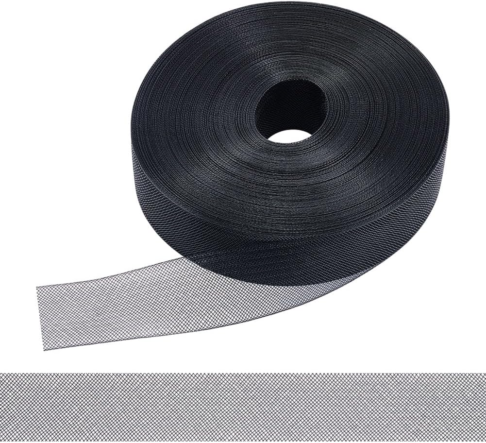 AHANDMAKER 100 Yards Stiff Horsehair Braid 2 Inch Wide for Polyester Boning Sewing Dance Gowns Formal Dress Shaping Trimming Hair Ribbon Accessories, Black