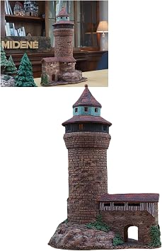 Ceramic Art Tealight Candle Holder Room Decoration Handcrafted Collectible Miniature Light House Sinwell Tower in Nurnberg, Germany D349N