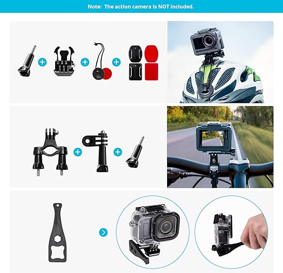 AKASO 60 in 1 Action Camera Accessories Kit Compatible with AKASO EK7000/EK7000 Pro/Brave 4/Brave 4 pro/Brave 7 LE/Brave 7/Brave 8/V50X/V50 Pro/V50 Elite/GoPro Hero 13 12 11 10 9/DJI Action Camera