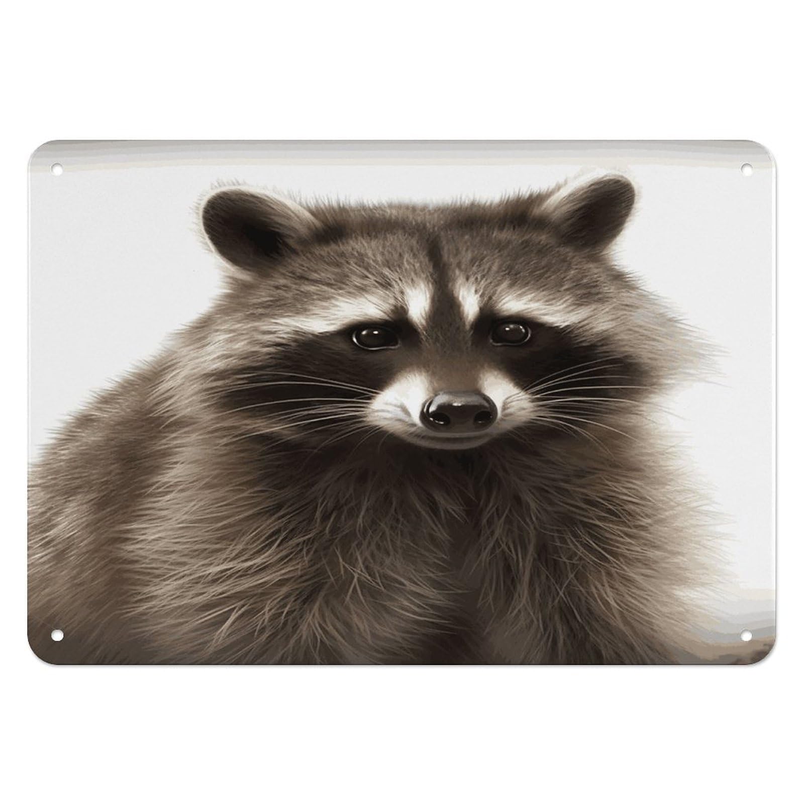 Btcowzrv Style Hairy Raccoon Metal Sign, 5.5" X 7.9" Tin Wall Decor, Wall Art Plaques For Home Wedding Decor Room Living Room Decoration