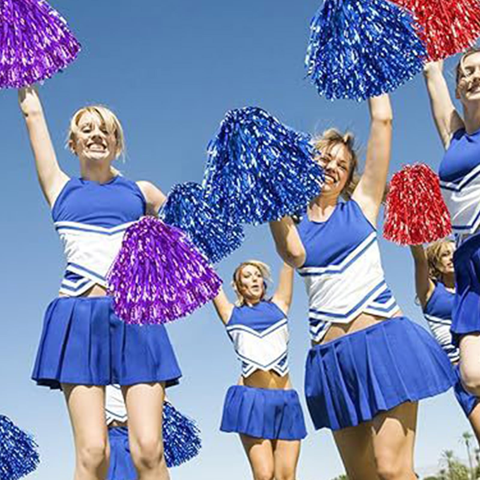 Glänzende Cheerleader-Pompons für Team-Wettbewerbe, festliche Feiern, buntes Cheerleader-Tanz-Pom-Set, 24 Stück