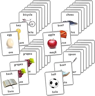 First Words Flash Cards - 48 Baby Flash Cards | Early Years Learning | Homeschooling | Multilingual Flash Cards | Flash Cards | English Bilingual Cards | Baby Toys Learning (Portuguese + English)