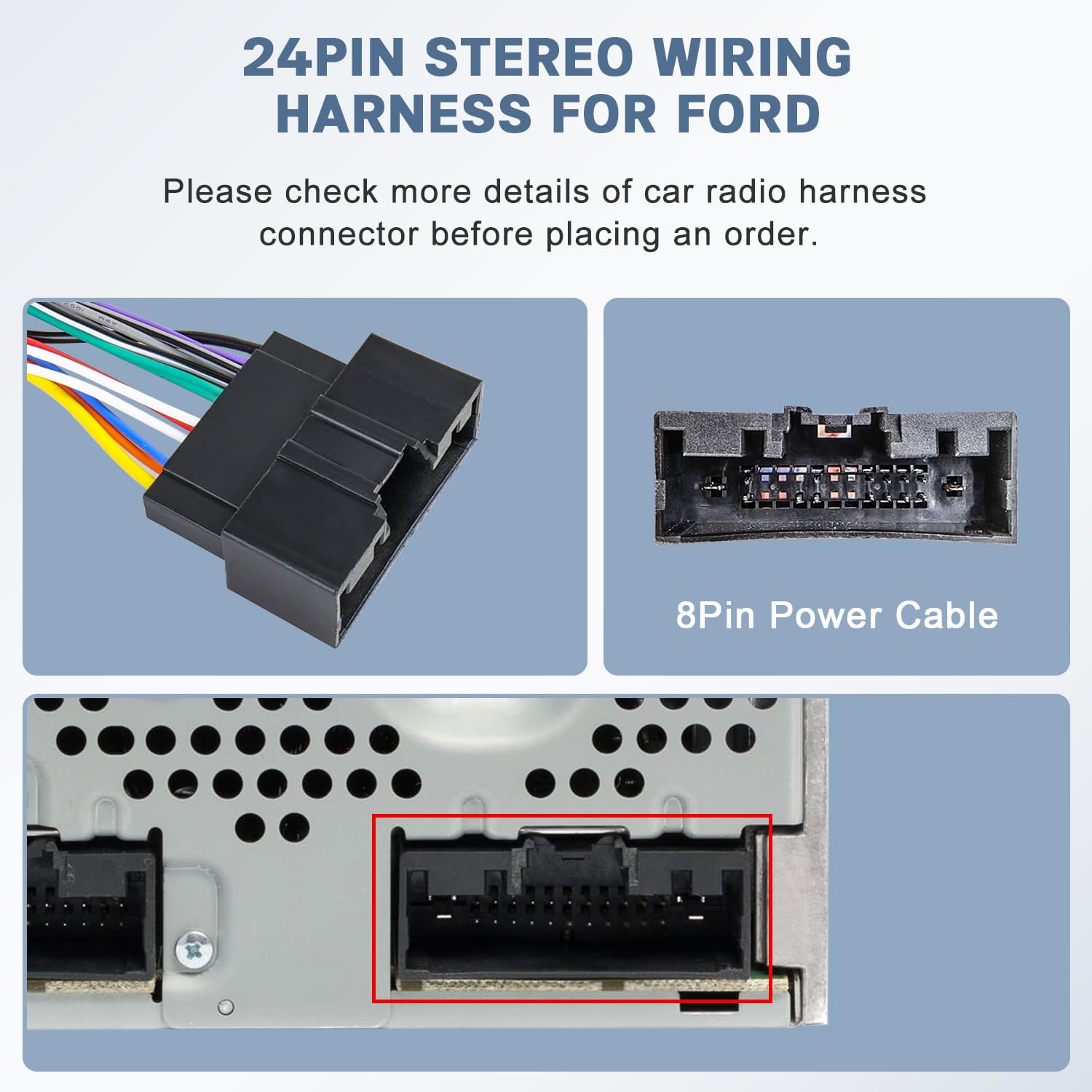 Snapklik.com : Fiegromech 24Pin Stereo Harness For Ford Radio Harness