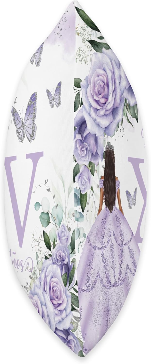 Purple Lilac Lavender Roses Floral Quinceañera Mis XV Años Throw Pillow