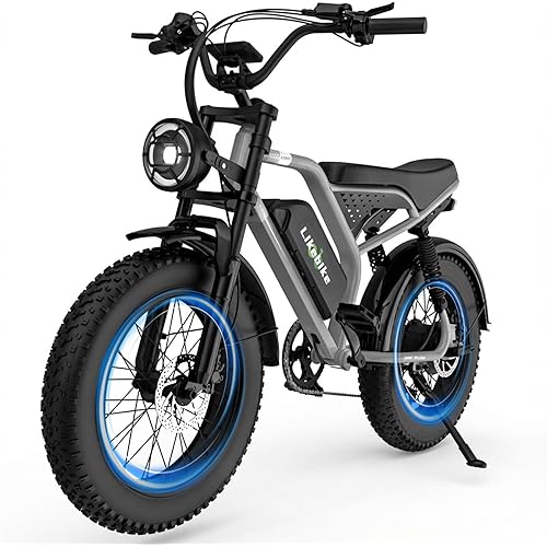 Likebike Electric Bike for Adults 1500W/2000W/3000W Peak - 32/36/47MPH 20" Fat Tire Ebike, 48V 20AH/23AH/33Ah Removable Battery 7-Speed Full Suspension Mountain Bike Off Road Hydraulic Disc Brake