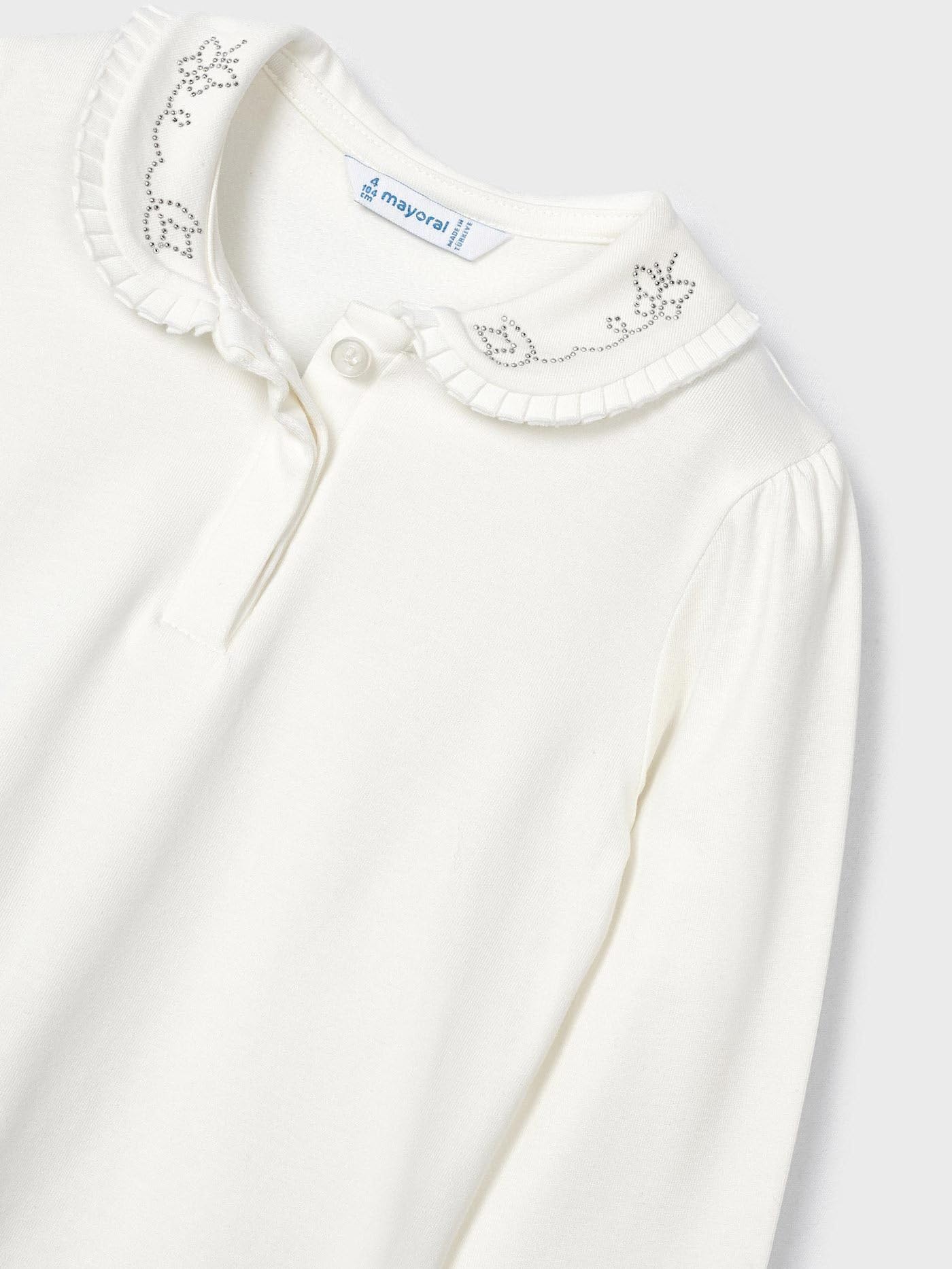 Mayoral Polo m/l Basica per Bambine e Ragazze Ecru-argen