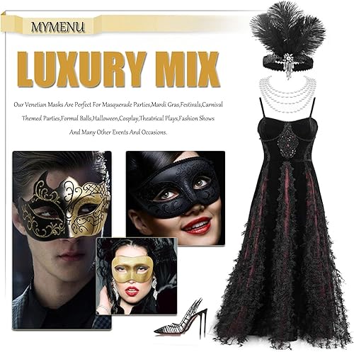 Miniatura 3 de MYMENU Máscara veneciana de Halloween para hombres y mujeres, para fiesta de disfraces, baile de graduación