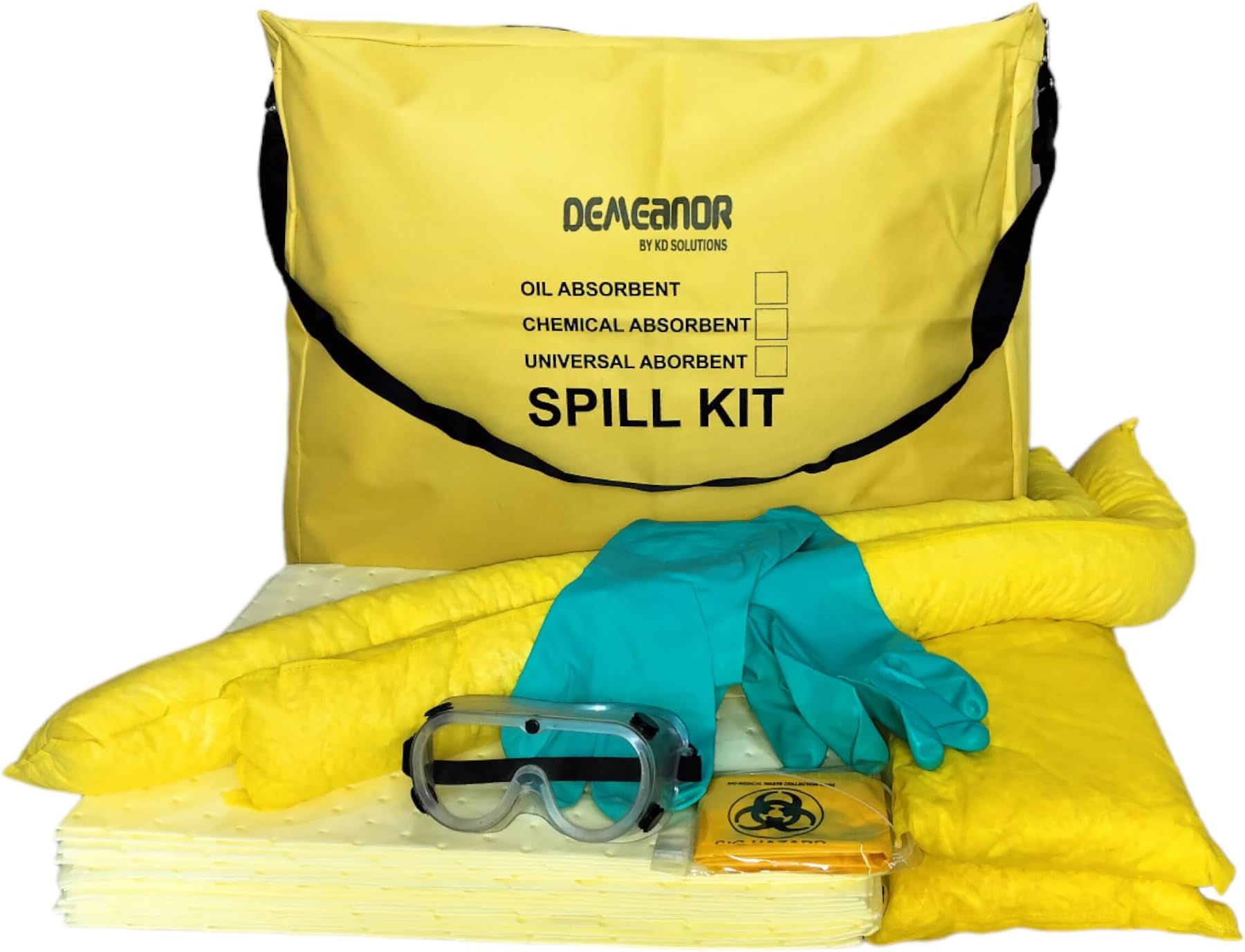 DEMEANOR 50 liter Industrial Chemical spill kit used to absorb all chemical based liquids and Geared towards aggressive chemical spills with specialized absorbents for hazardous substances
