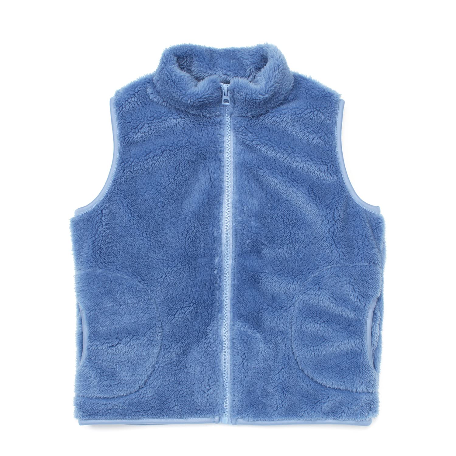 JESKIDS Girls' Boys Sherpa Fleece Vest Outwear Lightweight Solid Color Cute Jacket with Pockets 2-11 Years