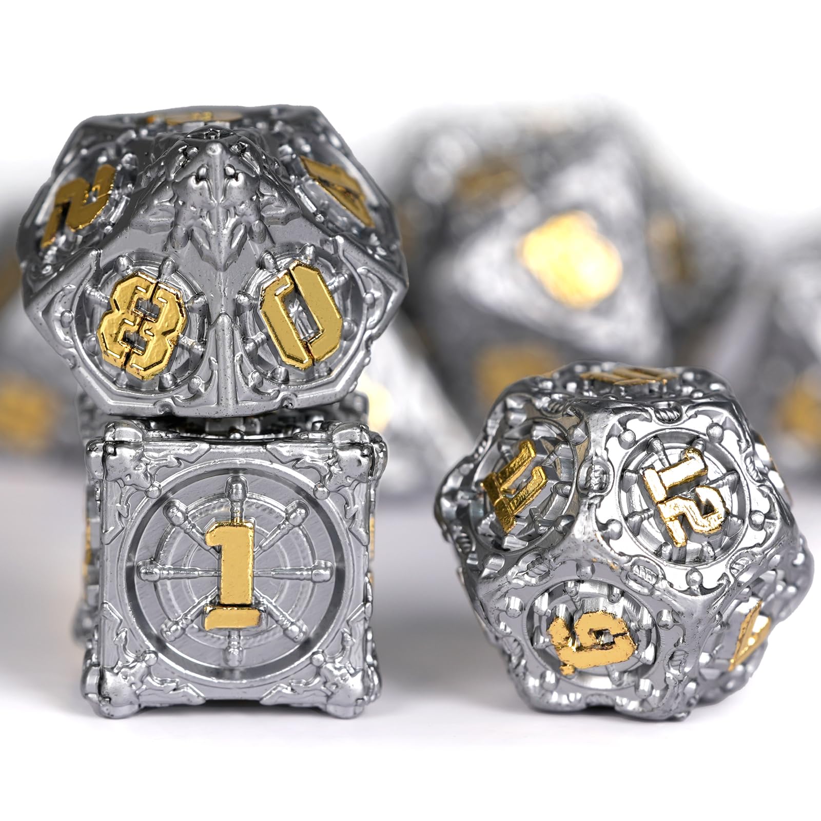 HKDZ Metal Dnd Dice 7Pcs Set, D&d Role Playing Dice Polyhedral Rpg Dnd Table Game Dungeons And Dragons Dice Mtg Pathfinder D&d Dice Set Colorful