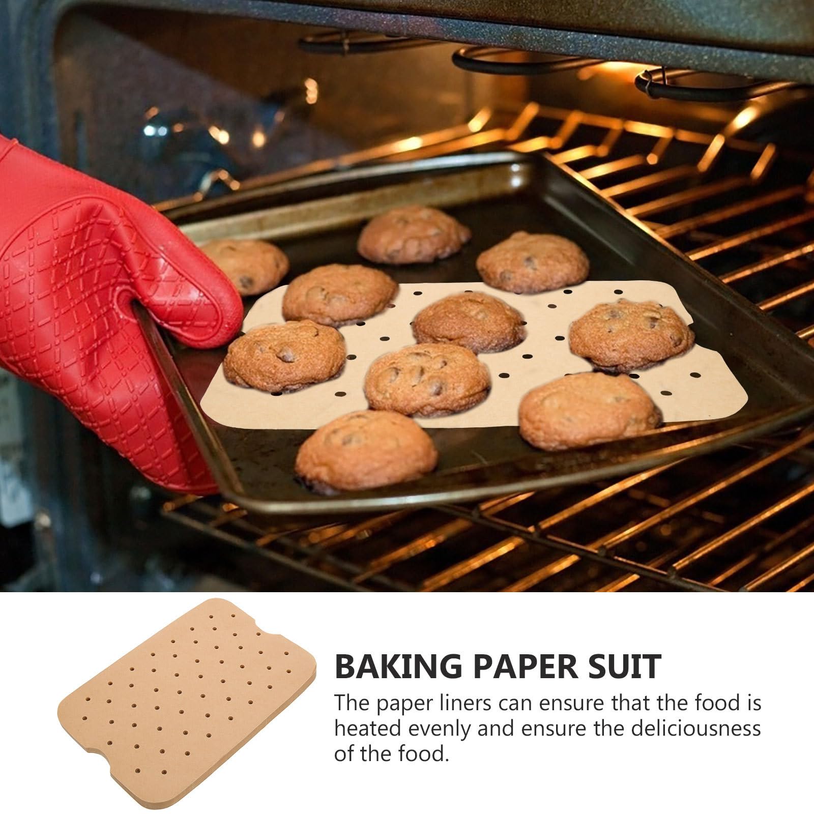 Carta Forno Compostabile per Friggitrice ad Aria 200 Fogli Khaki Antiaderente e Resistente Olio per Cottura e Baking senza Pulizia