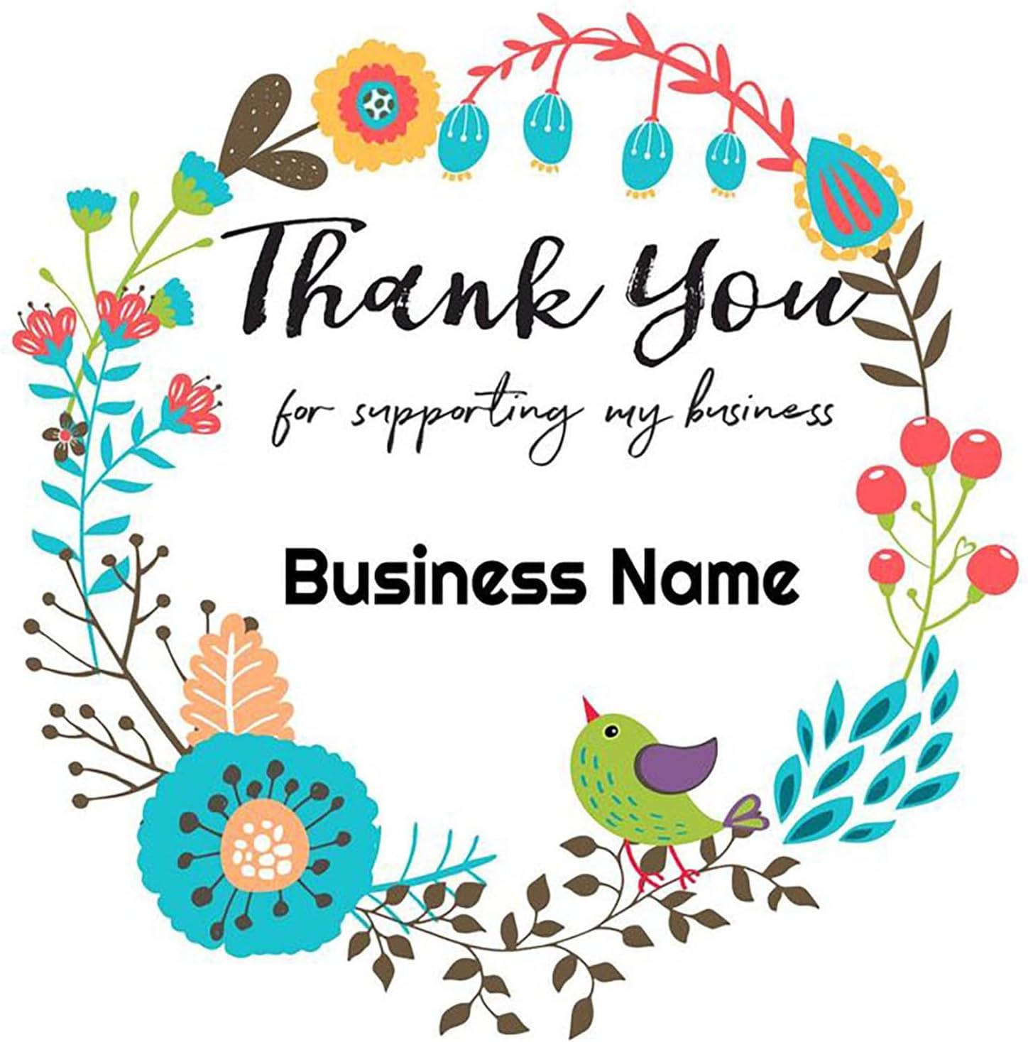 Custom Logo Stickers - Design Your Own Personalized Labels with Text, Image, & Photo - Waterproof, UV Protected, Fade & Heat Cold Resistant - Pack of 100 (Wreath 15, 38mm) — image 1
