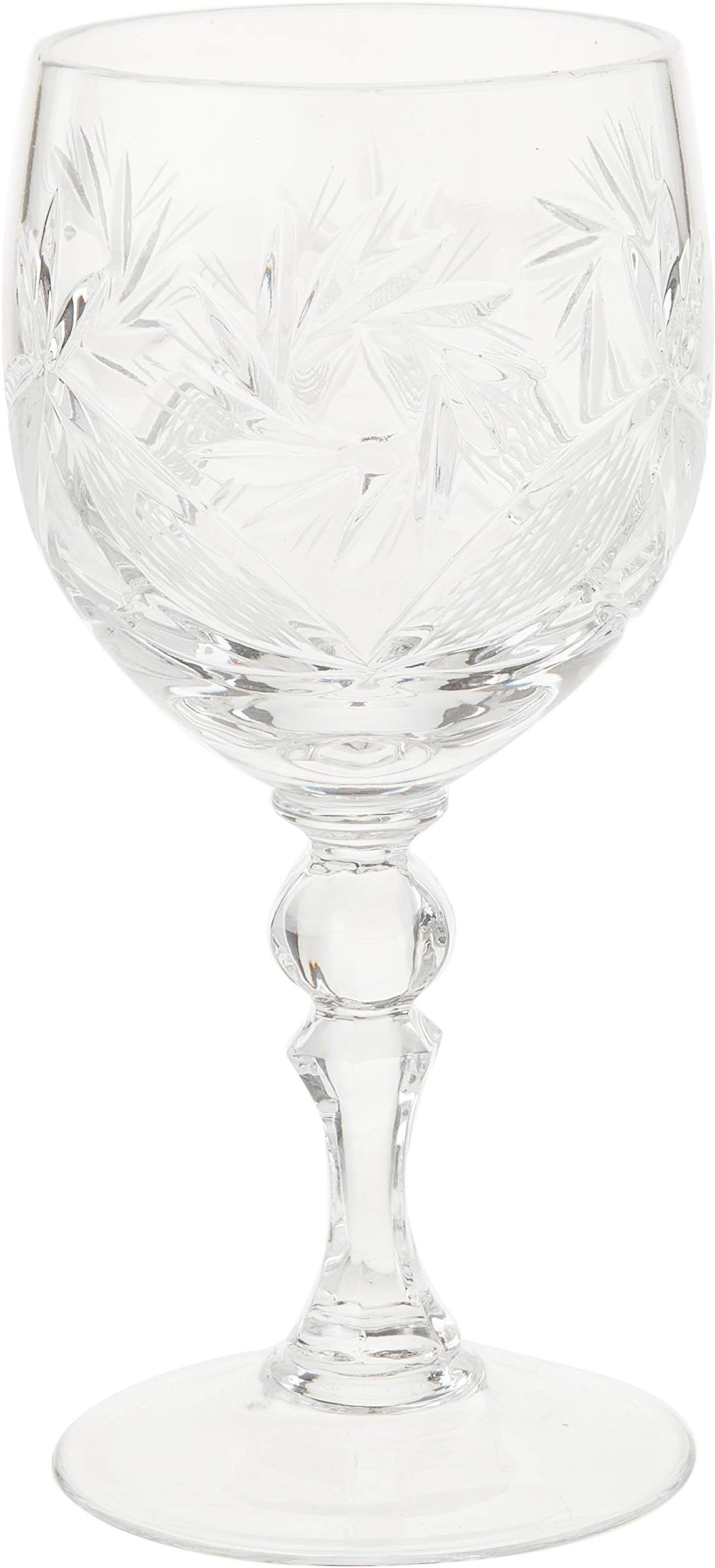 Set of 6 Neman Glassworks, 8.8-Oz Hand Made Vintage Russian Crystal Wine Glasses on a Stem, Classic Red Wine Old-fashioned Glassware