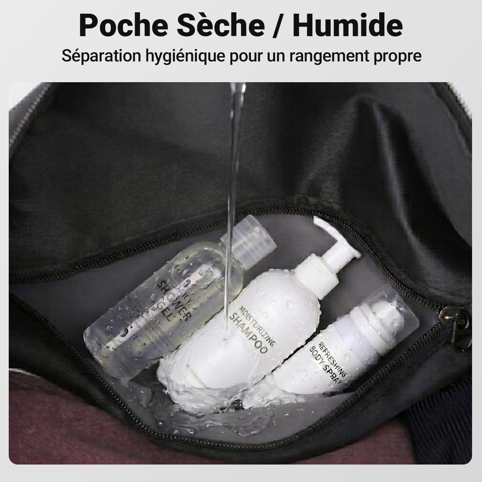 Sac de Sport Homme, 57L Grand Sac Sport avec Compartiment à Chaussures Séparé & Poche Imperméable