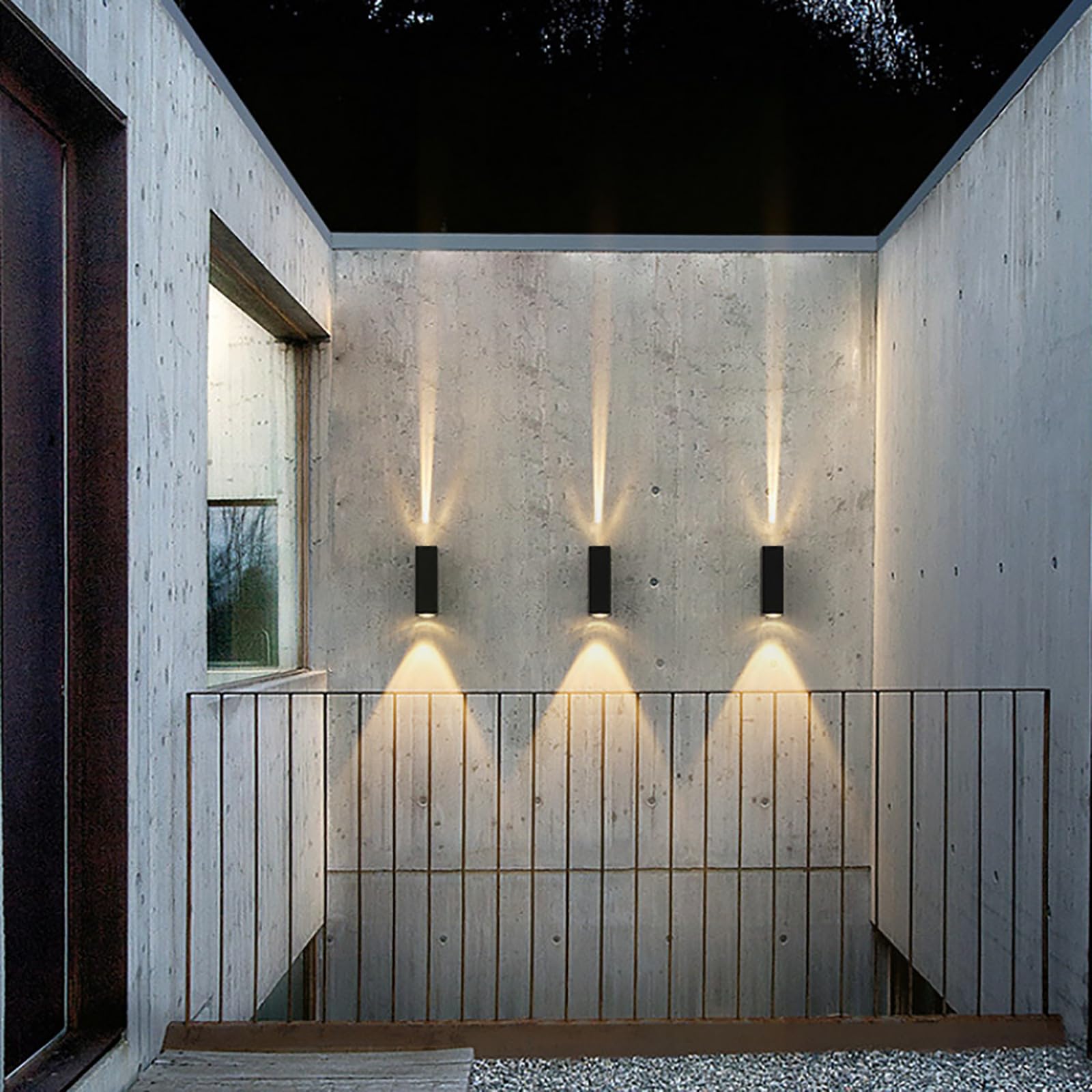 Außenlampen Wasserdicht IP65 Ausenbeleutung hauswand, Modern außenleuchten, Aluminium wandleuchte aussen, Up Down wandleuchte aussen, Schwarz aussenlampe, 20W Außenwandleuchten 3000K