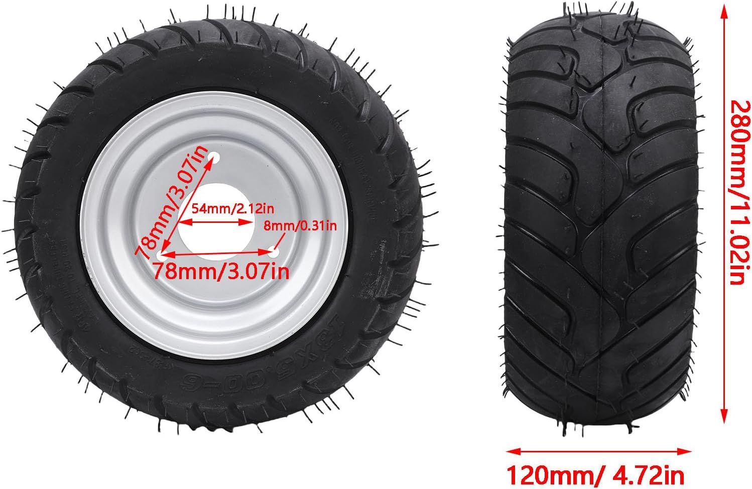 13x5.00-6 13/5.00-6 Tire 6 Inch Anti Slip Tire and Wheel Assembly with Rim for ATV Quad Off Road Go Kart Cart Mini Bike Mower