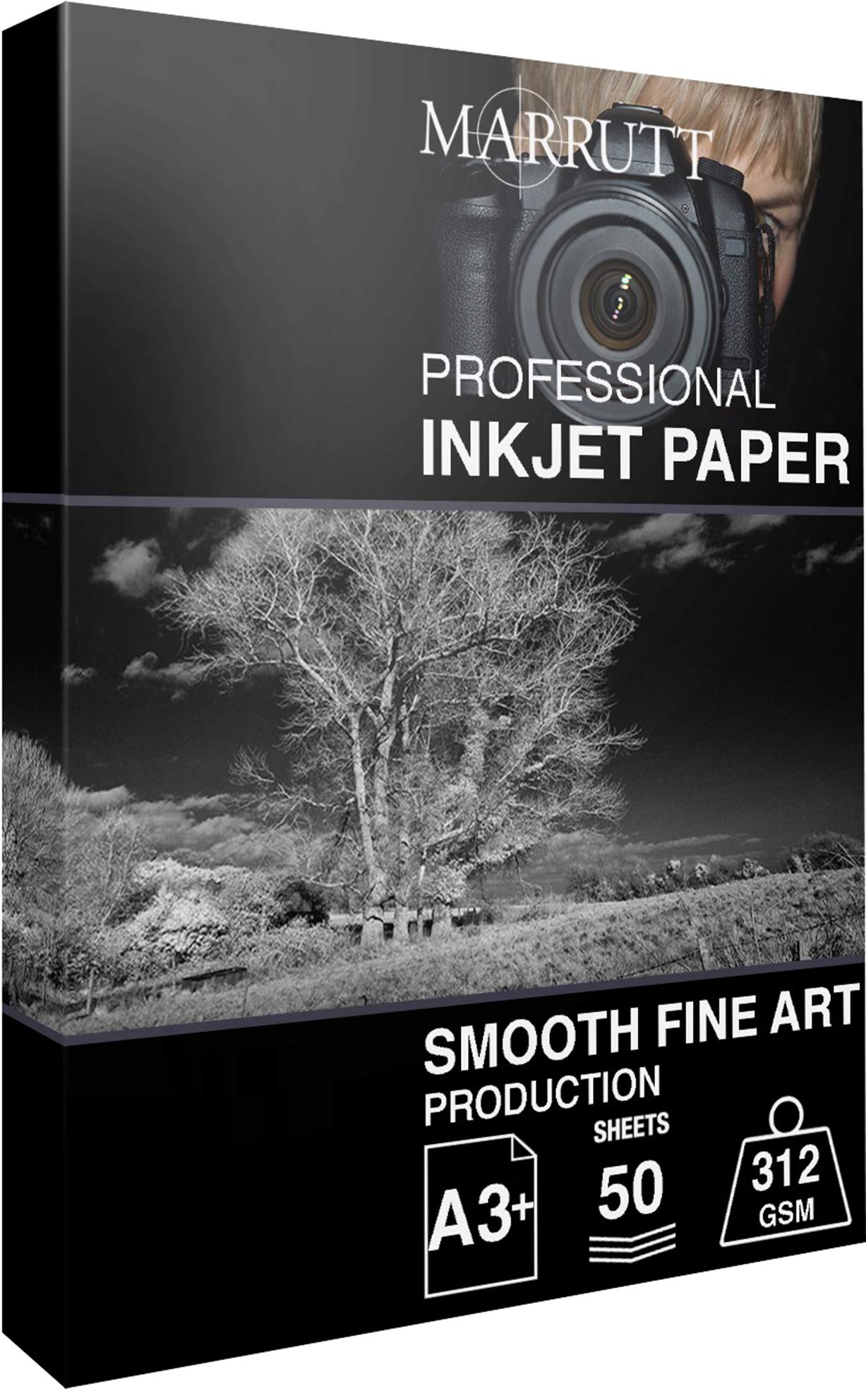 Marrutt 312gsm Smooth Fine Art Production Inkjet Photo Paper - A3+, 50 Sheets