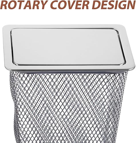 Miniatura 9 de Zerodeko Tapa de canal de basura, tapa de repuesto de acero inoxidable, tapa de basura, cubierta para botes de basura, arandelas, cubierta cuadrada