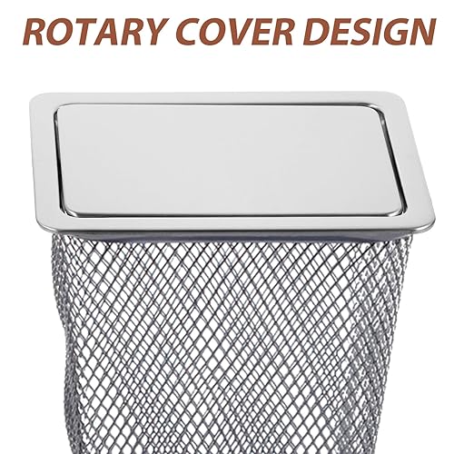 Miniatura 9 de Zerodeko Tapa de canal de basura, tapa de repuesto de acero inoxidable, tapa de basura, cubierta para botes de basura, arandelas, cubierta cuadrada