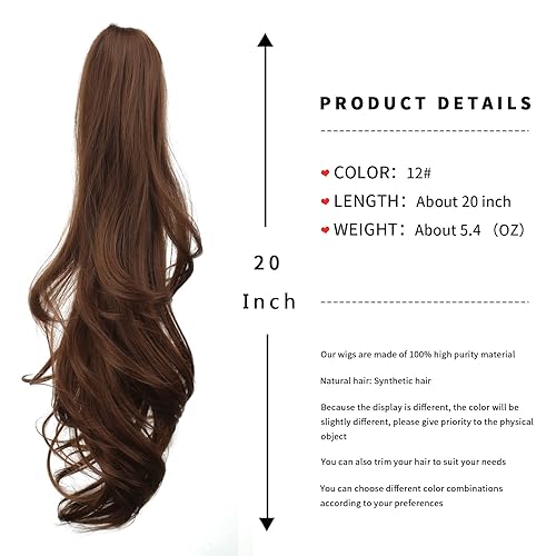 Miniatura 2 de Extensión de peluca de cola de caballo falsa de garra ondulada con clip, extensiones de cabello sintético natural resistente al calor, extensiones