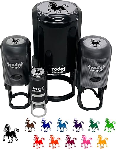 Prancing Pony Horse Mule - Sello de goma autoentintado para sellar planificadores de manualidades, 1-12 pulgadas grande, tinta azul