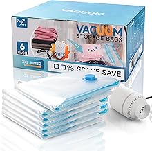 6 Pack XXL Jumbo Vacuum Storage Bags with Electric Air Pump, Space Saver Bags,Compression for Comforters and Blankets,Duvets,Pillows,Travel(47.2x35 in)