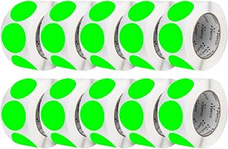 Perco Fluorescent Green 3-Inch Perforated Circle Dot Sticker Labels — 10 Rolls, 5,000 Round Stickers — with Permanent Adhesive for Moving Boxes, Sale Signage, Displays, Status Messaging—Made in USA