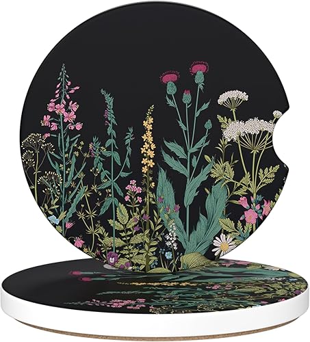 Miniatura 24 de Portavasos para automóvil, posavasos para portavasos de automóvil, paquete de 2 unidades, insertos antideslizantes universales de cerámica Amor,Hoja