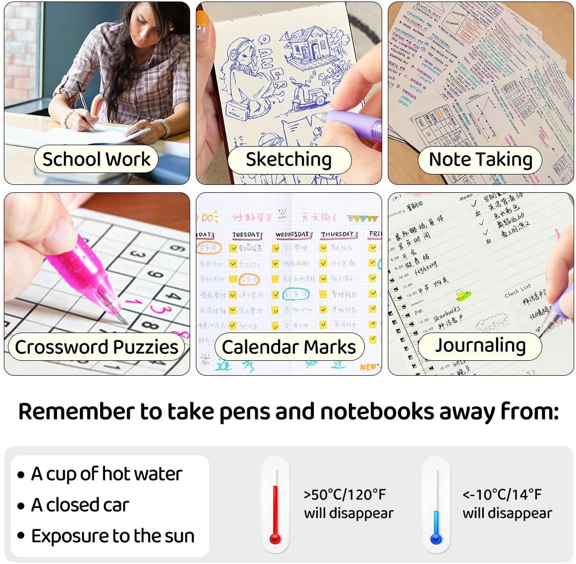 Retractable Erasable Gel Pens Clicker,Fine Point 0.7mm Smooth Writing Pens,Cute Pens For Writing Journaling Taking Notes School Office Home. (12 Colors) - Image 6