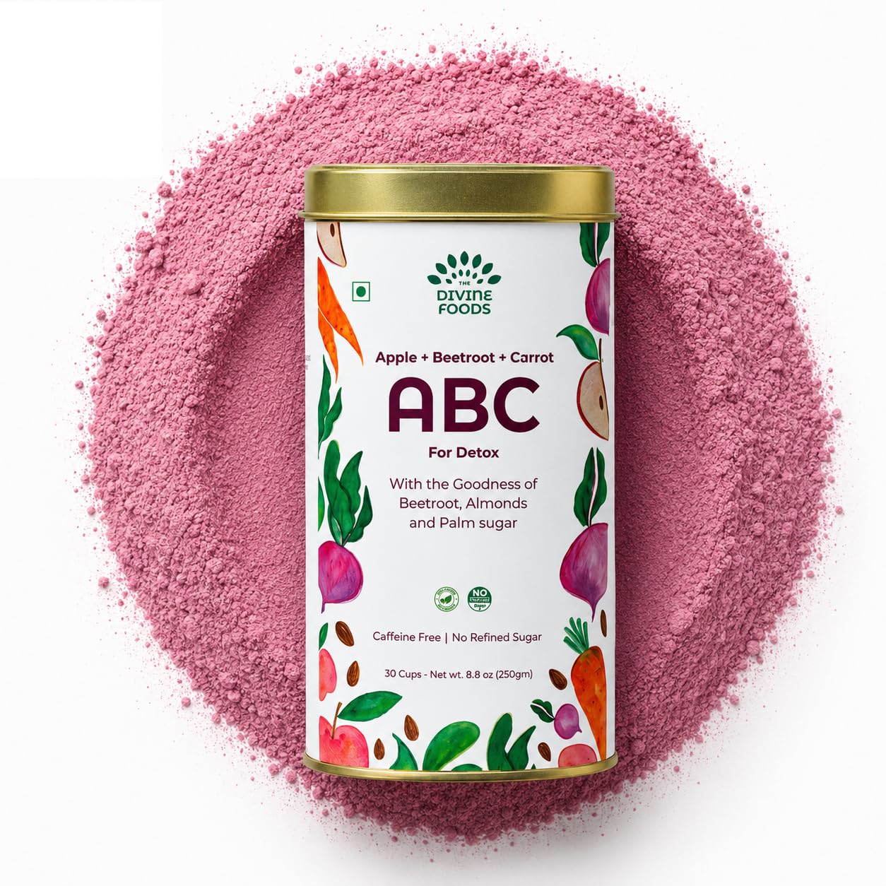 The Divine Foods ABC Latte Mix | Apple, Beetroot, Carrot | No Preservatives | No Refined Sugar | Ready-to-Mix | Added Native Indian Herbs | (250gms)-image-28