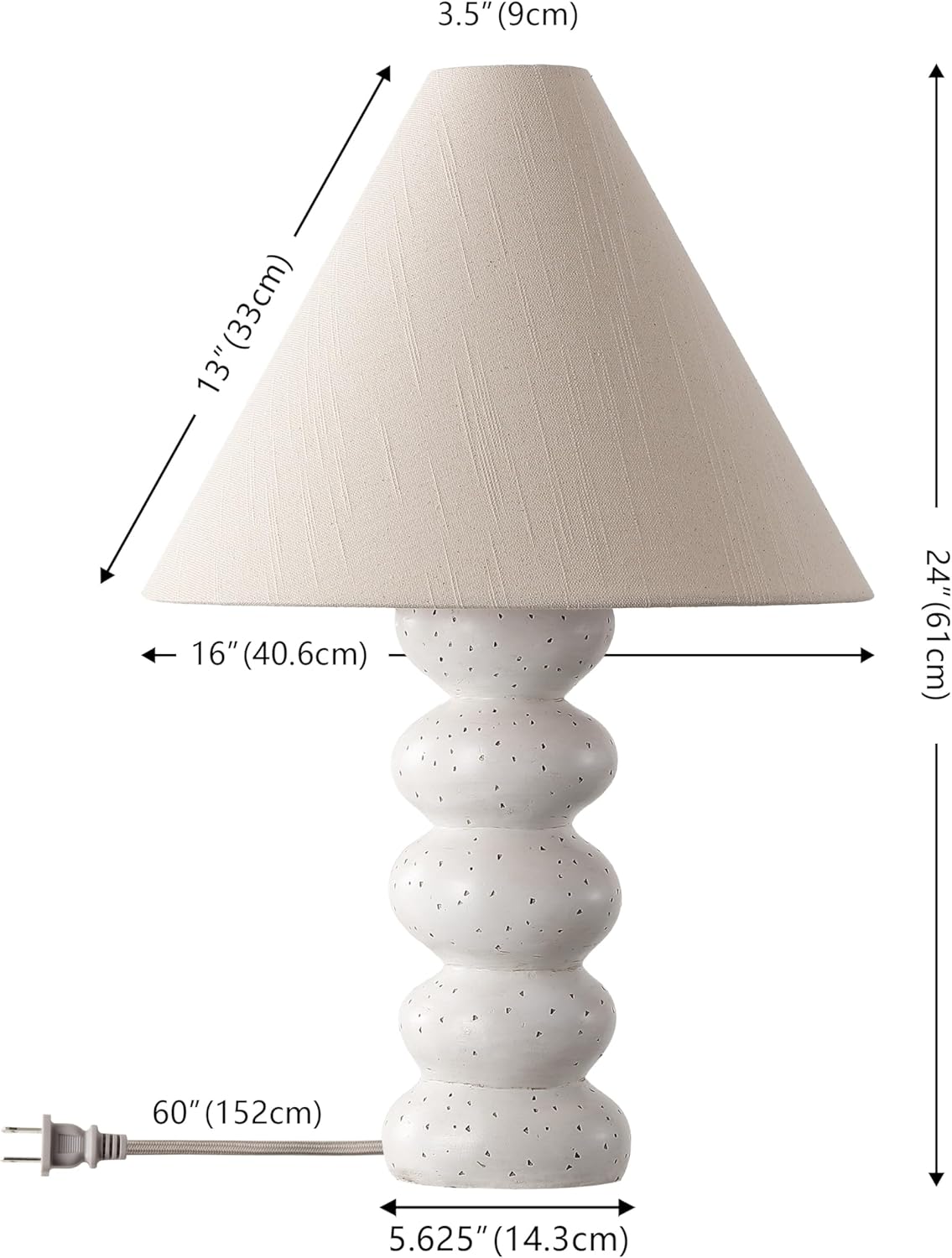 SAFAVIEH Lighting - Luana 24-Inch Table Lamp - White Resin & Oatmeal Shade - Ideal for Living Room, Bedroom, Nightstand, Reading Nook, LED Bulb Included (TBL4681A)