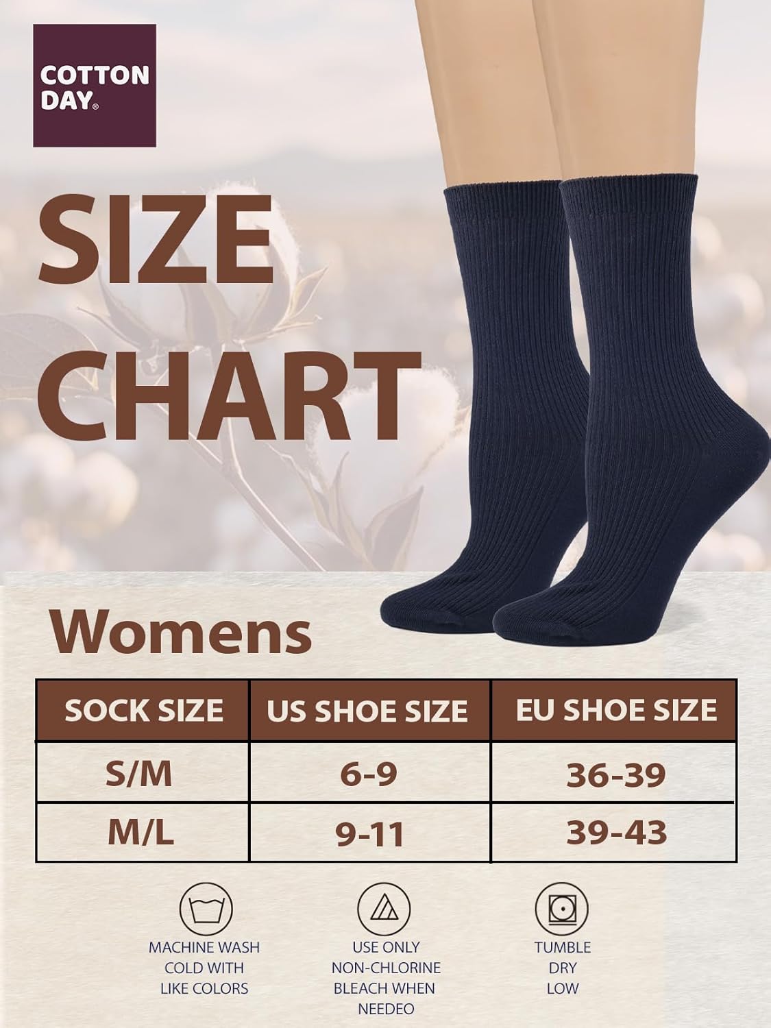 COTTON DAY Women's Combed Cotton Fine Ribbed Trouser Dress Socks Black White Navy Blue 3 Pack - Image 6