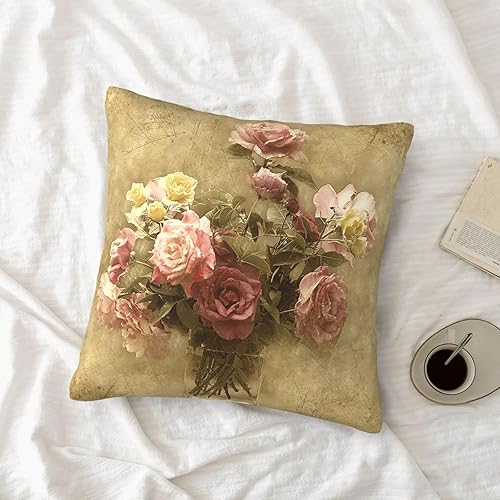 Miniatura 7 de NBFKDO Fundas de almohada decorativas de rosas Shabby Chic para sala de estar, sofá, dormitorio, casa rural, decoración del hogar, 20 x 20 pulgadas