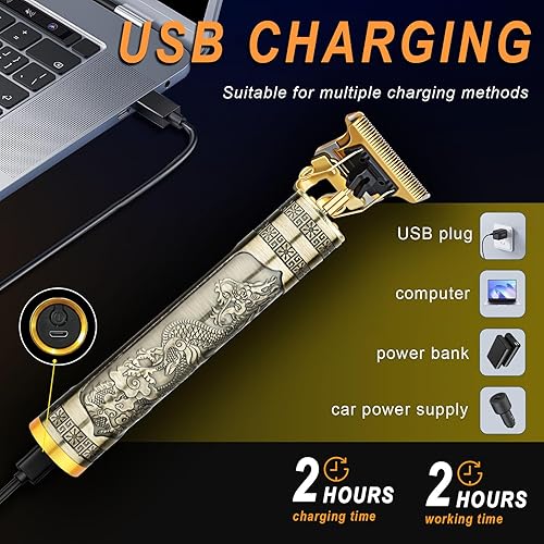 Miniatura 2 de Professional Hair Trimmer for Men, Beard Trimmer Hair Clippers for Men, Hair Clippers with 4 Limit Combs, Cordless Rechargeable Hair Trimmer Metal