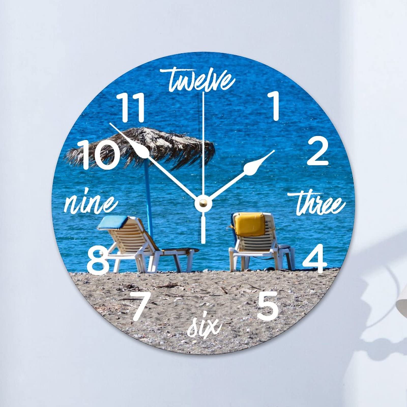 Horloge murale Blue Ocean silencieuse au design moderne pour le salon