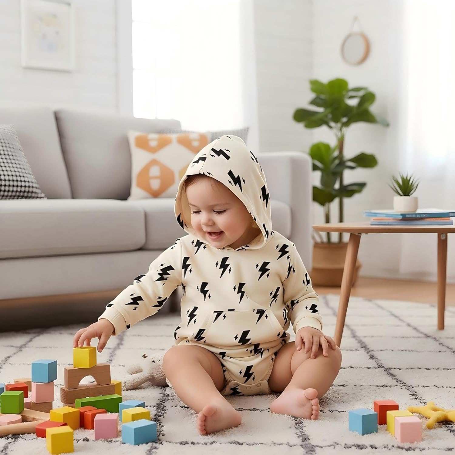 OPAWO Baby Sweatshirt Romper Onesie Newborn Girl Boy Bubble Romper Infant Crewneck Oversized Sweater Bodysuit Clothes Outfits - Image 7