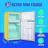 Vista 2 de Refrigerador de 3.5 pies cúbicos, refrigerador para dormitorio con estantes de cristal ajustables, control de temperatura de 7 niveles, adecuado