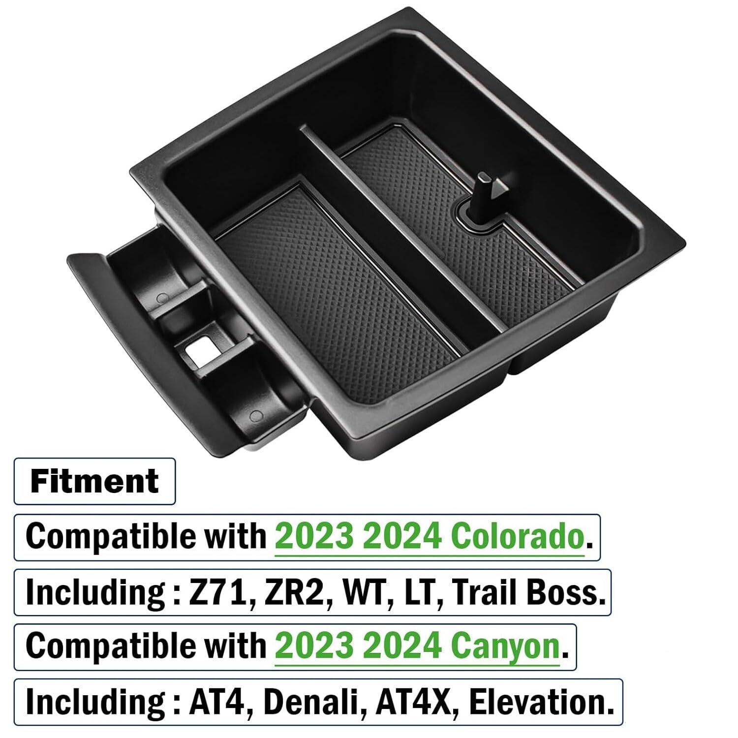 JKAPCYJFHF Bandeja organizadora para consola central GMC para Canyon, para 2023-2024, caja de almacenamiento, color negro